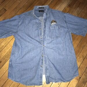 Western Michigan University Broncos Embroidered 100% Denim XL Short Sleeve Shirt